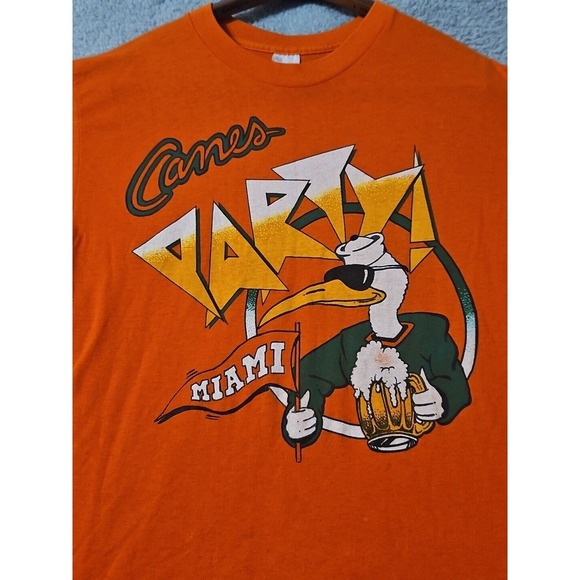 Miami Hurricanes 80s‎ Vintage Men's Large (26x17) T-Shirt Party Canes 1980s